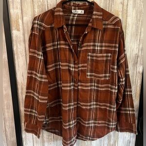 Hollister Rust Plaid Shirt